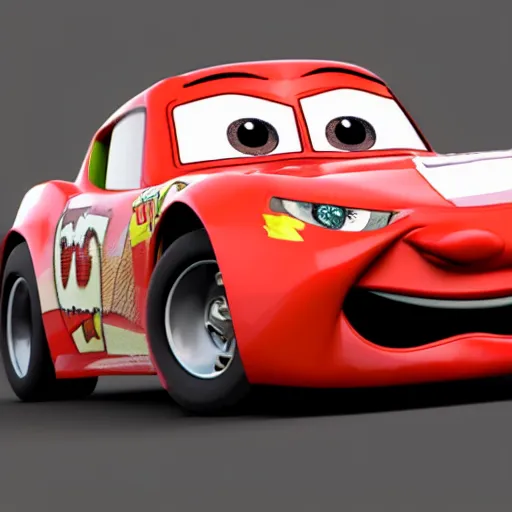 Image similar to low - poly render of lightning mcqueen