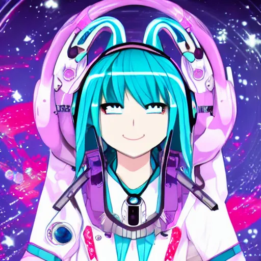 Prompt: Hatsune Miku the intergalactic space goddess of death