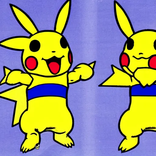 Prompt: muscular pikachu doing lateral raises with dumbells in the style of Sandro Botticelli