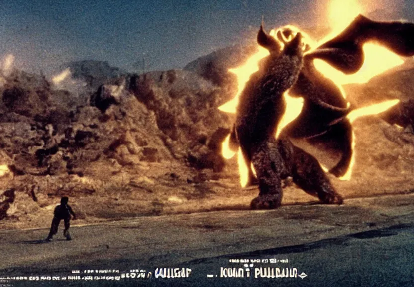 Image similar to Pulgasari the North Korean monster, volumetric lighting, filmstill, produced by Kim Jong-il, Kodachrome, kaiju-eiga, starfish monster movie, communist propaganda, film noir, 35mm film grain, Cooke Varotal 20-100mm T3.1