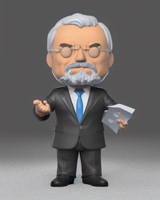 Image similar to full body 3d render of funko pop Lula presidente as a funko pop, studio lighting, white background, blender, trending on artstation, 8k, highly detailed