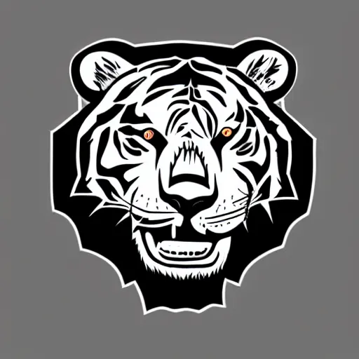 Prompt: professional logotype of a tiger head as a sketch in black ink
