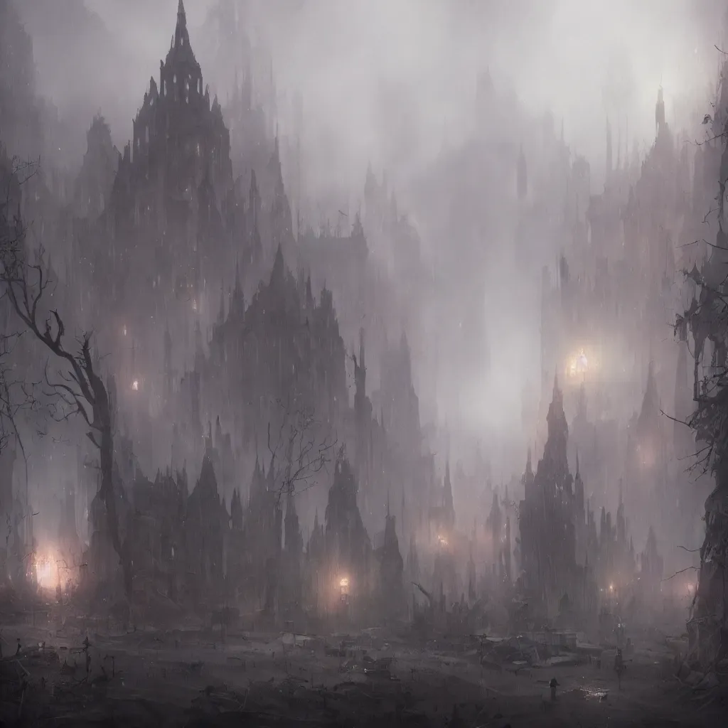 Image similar to anti christ, magical area, foggy area, by greg rutkowski, sharp focus