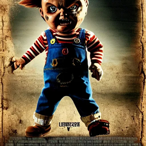 Prompt: Chucky versus Leatherface movie poster