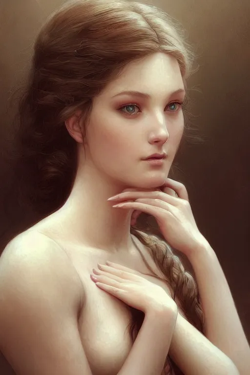 Image similar to beautiful jennifer lowrence, dark fantasy, cinematic lighting, intricate, elegant, highly detailed, digital painting, artstation, smooth, sharp focus, illustration, art by artgerm and greg rutkowski and zdislav beksinski and alphonse mucha and Wayne Barlowe and william-adolphe bouguereau