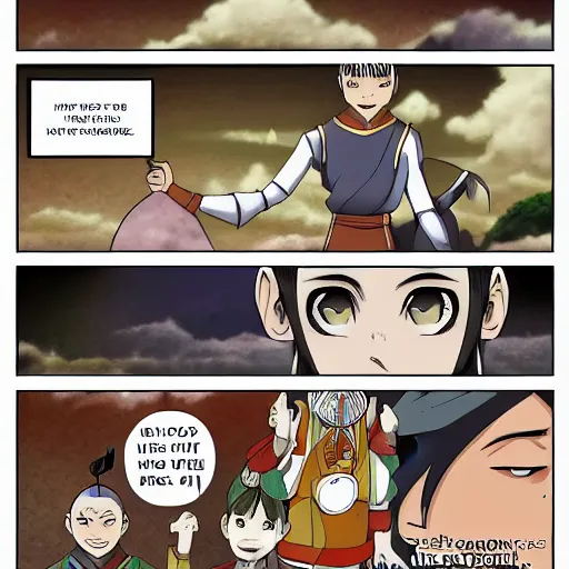 Prompt: realistic manga page of Avatar: The Last Airbender in the style of My Hero Academy