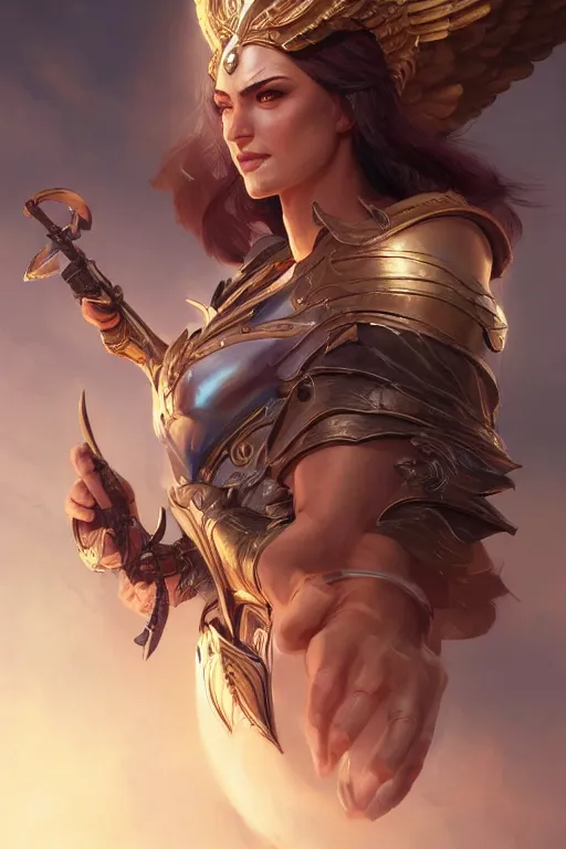 Image similar to amazon valkyrie athena, d & d, fantasy, portrait, highly detailed, headshot, digital painting, trending on artstation, concept art, sharp focus, illustration, art by artgerm and greg rutkowski and magali villeneuve