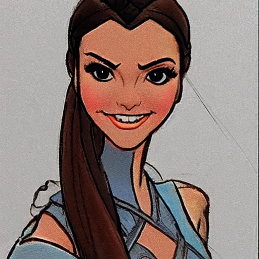 Image similar to milt kahl sketch of victoria justice as princess padme from star wars episode 3