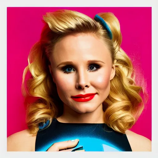 Prompt: Kristen Bell as a pinup girl, modern, colorful, bright, Sony a7R IV, symmetric balance, polarizing filter, Photolab, Lightroom, 4K, Dolby Vision, Photography Award