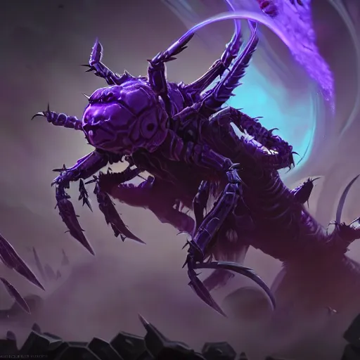 Prompt: arcane style void insects horde, violet spike smoke, bright art masterpiece artstation. 8k, sharp high quality artwork in style of Jose Daniel Cabrera Pena and Greg Rutkowski, concept art by Tooth Wu, blizzard warcraft artwork, hearthstone card game artwork, violet spiders, violet ants, violet beetles, violet cockroach