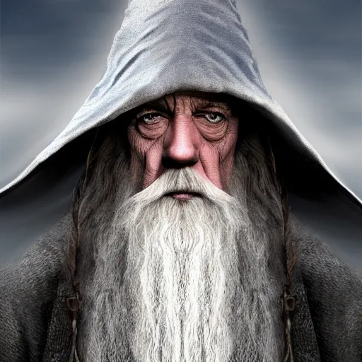 Image similar to ultra realistic illustration of charles peckham day as gandalf the white from lord of the rings the return of the king, full body, high quality, highly detailed, wide angle, illustration, digital art, full color