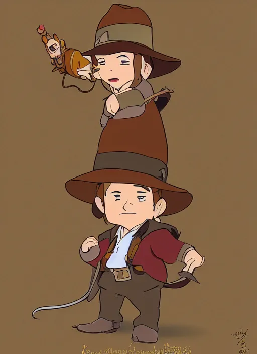 Prompt: mouse Indiana Jones, adorable, cute, fantasy, in the style of ChrissaBug, Christina Barton, anime, Studio Ghibli, 8k