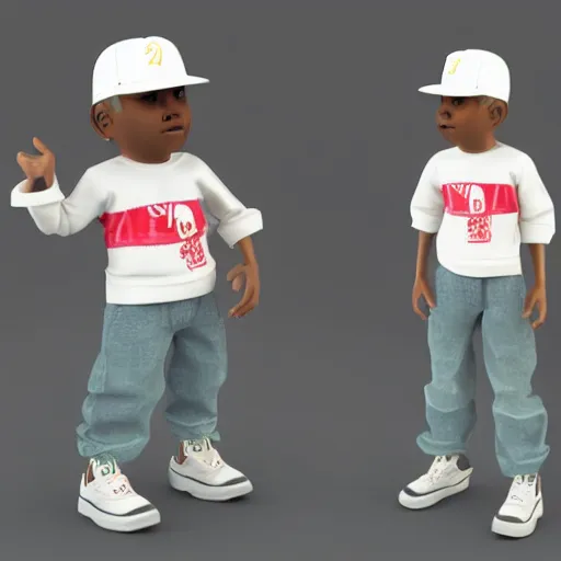 Image similar to hip hop, y2k, late 90s, early 2000s baggy 3d character model render, detailed, white background, 4k