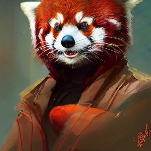 Prompt: red panda as female doctor character, digital illustration portrait design, by android jones and greg rutkowski, retrowave color scheme, detailed, cinematic lighting, wide angle action dynamic portrait