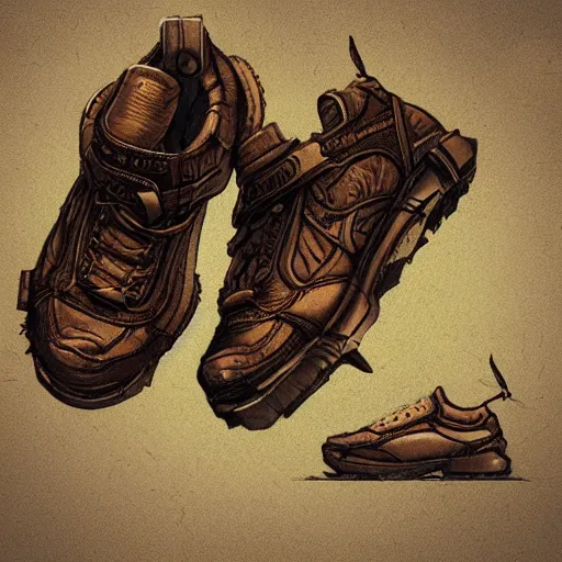 Image similar to sneaker concept art, steampunk, sharp focus, illustration, concept art by tooth wu