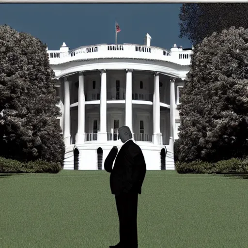 Prompt: Duke Nuke Em standing on the Whitehouse Lawn, High Detail, Realistic