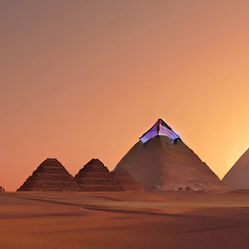 Prompt: pyramids of giza, ancient city of giza by moebius and makoto shinkai