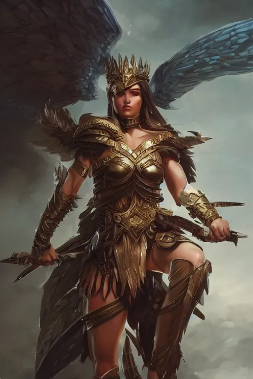 Image similar to amazon valkyrie athena, d & d, fantasy, portrait, highly detailed, headshot, digital painting, trending on artstation, concept art, sharp focus, illustration, art by artgerm and greg rutkowski and magali villeneuve