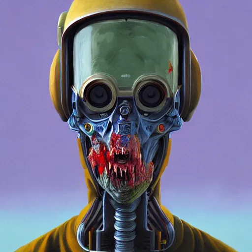 Prompt: Zombie astronaut portrait half face robot,highly detailed, very coherent, painted by Francis Bacon and Edward Hopper, Wayne Barlowe, painted by James Gilleard, surrealism, airbrush, art by JamesJean