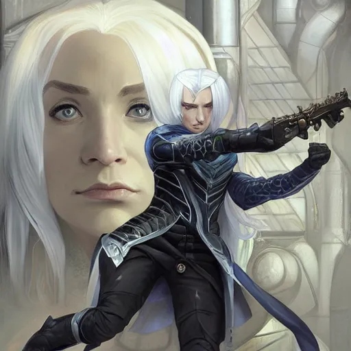 Prompt: Lucius Malfoy the genetically augmented super soldier with a long gleaming gunblade from league of legends, highly detailed, digital painting, artstation, concept art, smooth, sharp focus, illustration, ArtStation, art by artgerm and greg rutkowski and alphonse mucha and Edmund Blair Leighton and Charlie Bowater