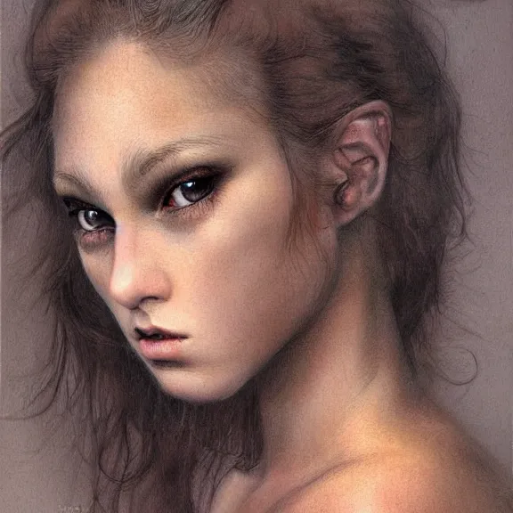 Image similar to a highly detailed portrait in the style of john currin and in the style of luis royo.