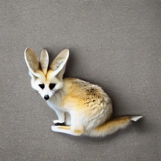 Prompt: fennec on the carpet in house, studio lights, photo