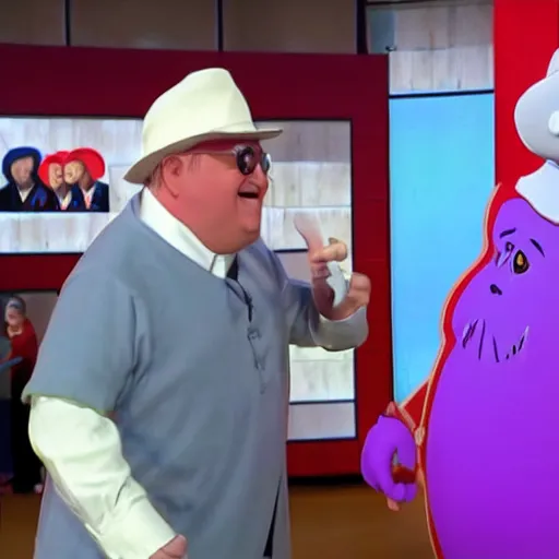 Image similar to the kool aid man debates with the quaker oats man on cnn, photographic, high definition