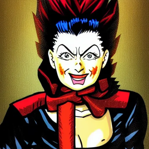 Image similar to portrait of lucille ball in the style of dragon ball z, super saiyain