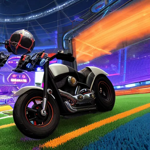 Image similar to a harley davidson on rocket league, high resolution