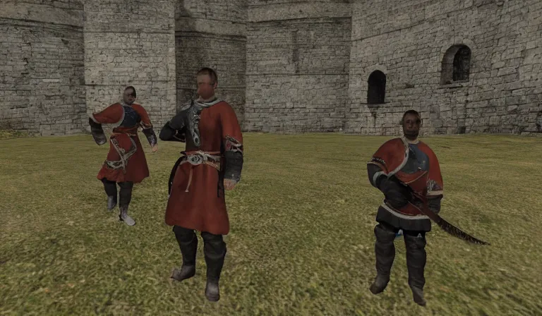 Prompt: Yung Lean in a sci-fi mod for Mount and Blade Warband, 3rd person, gameplay screenshot