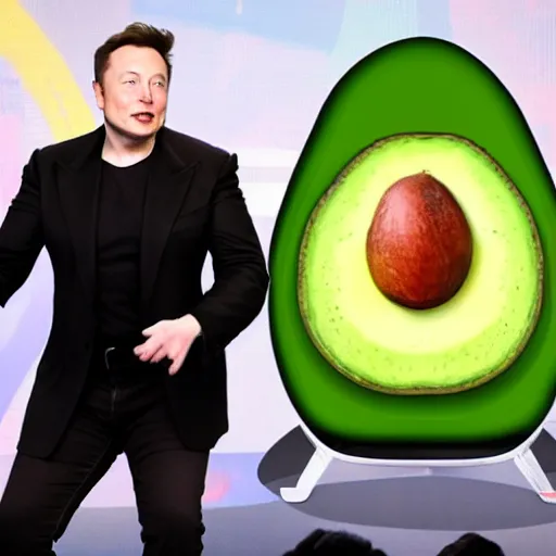 Image similar to elon musk as an avocado chair