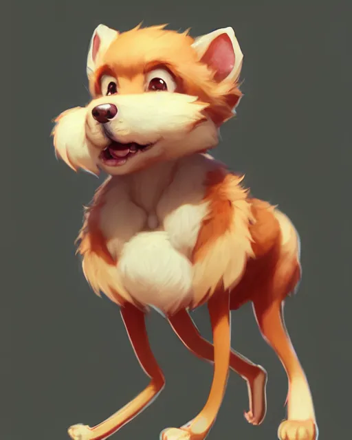 Image similar to character concept art of a cute young male anthropomorphic furry dog | | cute - fine - face, pretty face, key visual, realistic shaded perfect face, fine details by stanley artgerm lau, wlop, rossdraws, james jean, andrei riabovitchev, marc simonetti, and sakimichan, trending on artstation