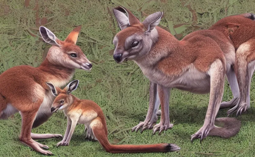 Prompt: a machine that creates kangaroos, digital art