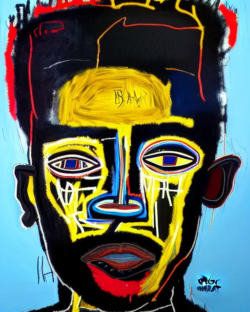 Image similar to A extremely ultra highly detailed majestic hi-res beautiful immaculate head and shoulders award winning painting stunning portrait masterpiece of the face of a strong black african man by Jean-Michel Basquiat, 8k, high textures, ultra hyper sharp, insanely detailed and intricate, super detailed, 8k HDR ultra high quality