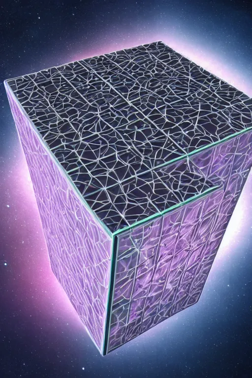 Prompt: digital render of deep space time cube lattice