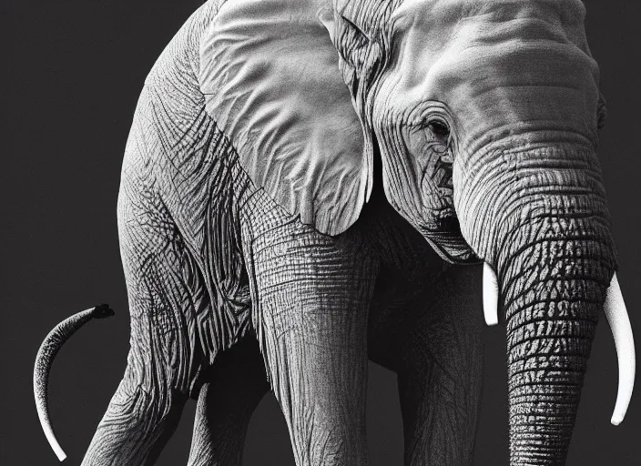 Prompt: portrait of an elephant with translucent skin, visible muscles and veins and arteries and bones and spines and nerves, beautiful detailed intricate insanely detailed octane render, 8k artistic photography, photorealistic, chiaroscuro, by David Cronenberg, Raphael, Caravaggio