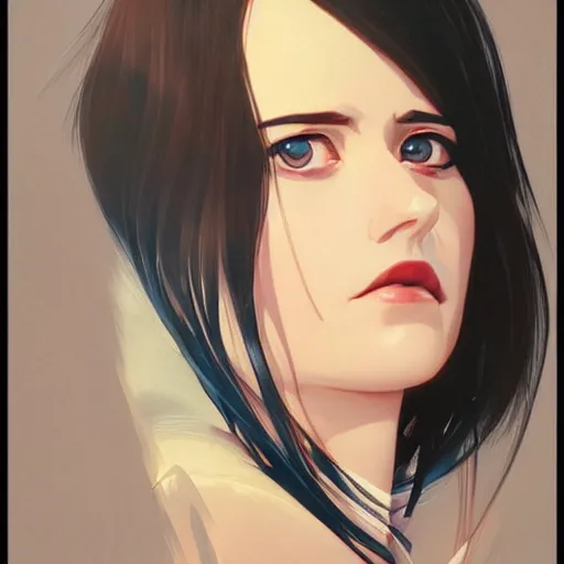 Image similar to eva green portrait as manga girl, realistic shaded perfect face, fine details. anime. realistic shaded lighting poster by ilya kuvshinov katsuhiro otomo ghost - in - the - shell, magali villeneuve, artgerm, jeremy lipkin and michael garmash and rob rey