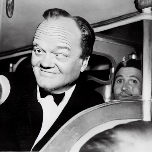 Prompt: Bob hope riding the trolly