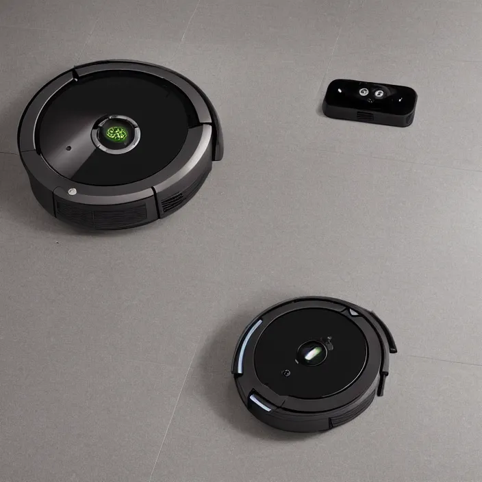 Image similar to A Roomba with 4 dynamic legs, 3D product advertising, 3D professional advertising, studio quality