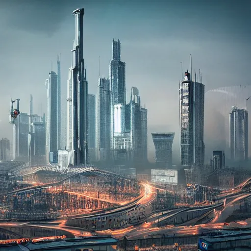 Prompt: Moscow, 2045, cyberpunk