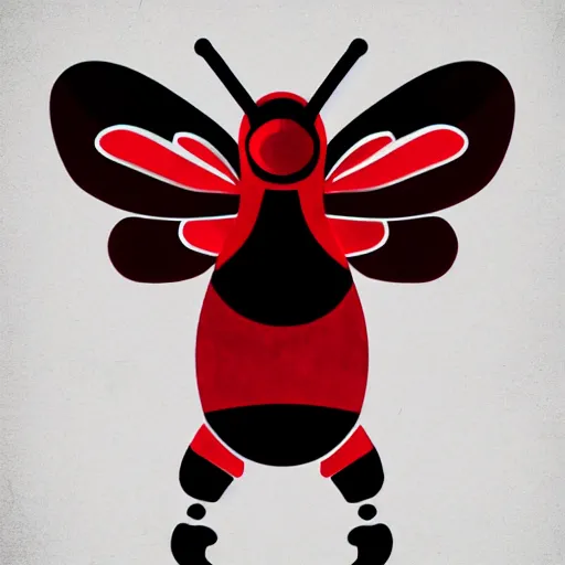 Prompt: cute cyberpunk bee in crimson and black