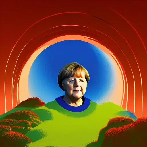 Image similar to a portrait of Angela Merkel in a scenic environment by Christopher Balaskas