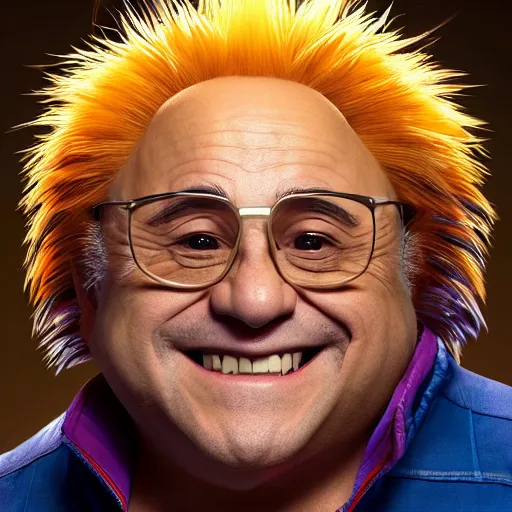 Prompt: Portrait of Danny DeVito as Sonic the Hedgehog, studio lighting, model, HDR, 24MP, WLOP, rossdraws, Logan Cure, Mingchen Shen, BangkuART, sakimichan, yan gisuka, JeonSeok Lee, zeronis, Chengwei Pan on artstation