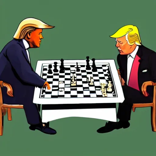 Image similar to obama and donald trump playing chess, detailed