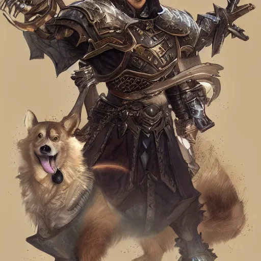 Prompt: a corgi paladin, d & d character art, fantasy, intricate, highly detailed digital illustration by artgerm and greg rutkowski, trending on artstation, 8 k