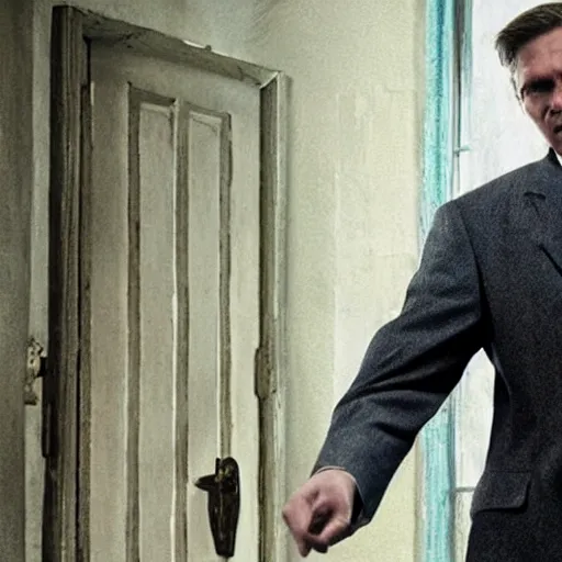 Image similar to Live Action Still of Jerma in The Shawshank Redemption, real life, hyperrealistic, ultra realistic, realistic, highly detailed, epic, HD quality, 8k resolution, body and headshot, film still