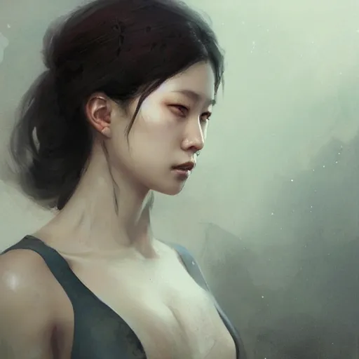 Image similar to lee jin - eun by greg rutkowski, rule of thirds, seductive look, beautiful