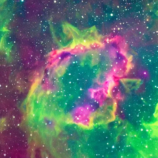 Image similar to a nebula in the shape of a frog