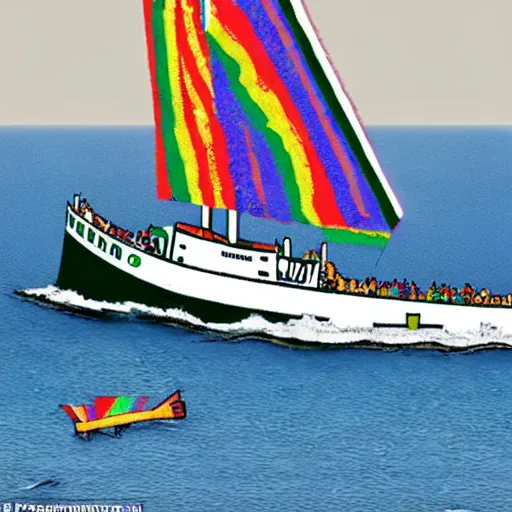 Image similar to the sinking of the rainbow warrior by the dastardly mustache twirling french