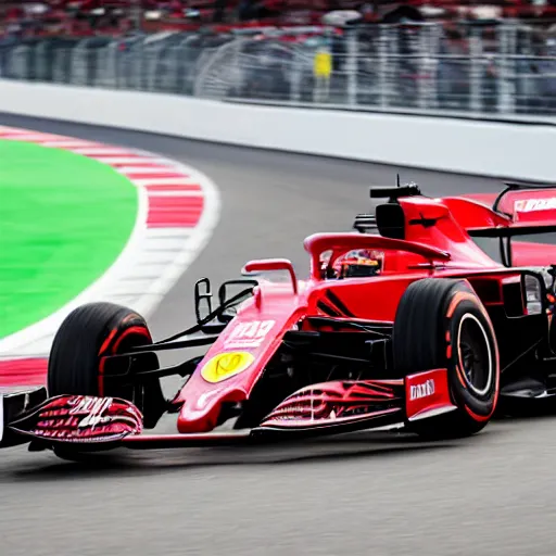 Image similar to live action photo of the 2021 F1 Scuderia Ferrari, 8K, sports photography